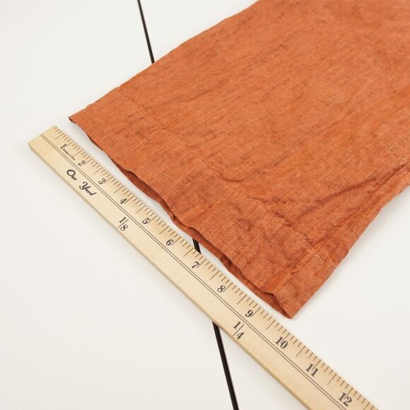 Bryn Walker Orange Linen Straight Leg Asymmetrical Wrap Pants Womens Sz L - Picture 8 of 13